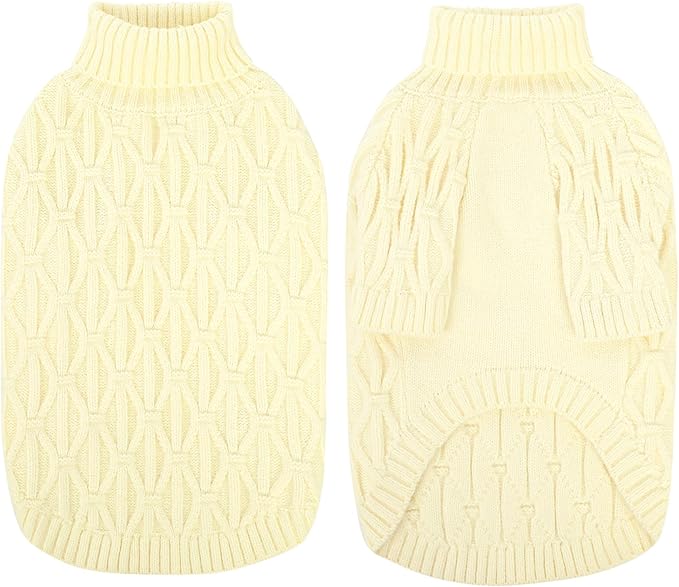 Queenmore Dog Sweaters for Large Dogs Girls Boys,Warm Pullover Extra Large Dog Sweater,Dogs Christmas Sweaters,Classic Turtleneck Thick Clothes for Extra Large Pets, Pitbull, Boxer(Beige,XL)
