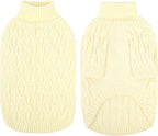 Queenmore Large Dog Sweater,Dog Sweaters for Large Dogs Male Female,Thanksgiving Fall Knit Sweater for Dogs,Turtleneck Thick DogSweaters,Winter Knitwear Pet Clothes for Corgi,French Bulldog(Beige,L)