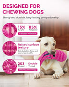 Squeaky Dog Toys for Large Dogs - Durable Dog Toys for Aggressive Chewers to Keep Them Busy - Interactive Plush Chew Toy with Squeaker & Crinkle Paper for Training Reward & Gift - Pink