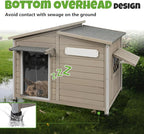 Large Outdoor Wooden Dog House, Weatherproof Dog Houses with Adjustable Vent Windows, Alloy Chew-Resistant Frame, Removable Floor for Medium & Large Dogs, (43.5" L x 29.5" W x 33.5" H)