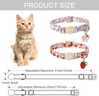 ARING PET 2 Pack Cat Collar-Cute Kitty Collars with Bell & Pendant, Adjustable Floral&Strawberry Kitten Collars with Safety Buckle for Girl and Boy Pets