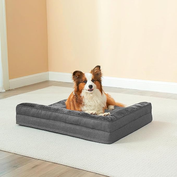 EHEYCIGA Memory Foam Dog Bed XLarge Sized Dogs, Extra Large Dog Bed Orthopedic with Washable Removable Cover, Waterproof XL Pet Bed Couch for Crate, 41x27x6 Inches, Dark Grey