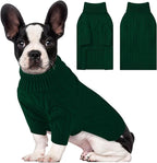 Small Dog Thermal Pullover Sweater, Classic Turtleneck Cable Knitwear Dog Clothes for Cold Weather Warm Pet Clothes for Chihuahua, Bulldog, Dachshund, Pug Green Medium