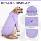 KOOLTAIL Basic Dog Hoodie - Soft & Warm Dog Hoodie Sweater with Leash Hole and Pocket, Pet Winter Coat, Cold Weather Clothes Sweatshirt for Small Medium Large Dogs Puppy Cat Boys Girls Lavender XL/XXL