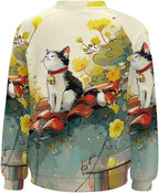 Womens Long Sleeve Tops Y2k Japanese Art Print Sweatshirts Fall Pullover for Women Crewneck Vintage Shirts Boho Tops