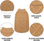 Mihachi Turtleneck Dog Sweater - Winter Coat Apparel Classic Cable Knit Clothes with Leash Hole for Cold Weather, Ideal Gift for Pet in New Year