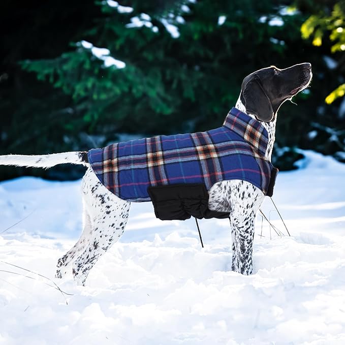 Kuoser Warm Dog Coat, Waterproof Dog Jacket for Extra Large Dogs, Adjustable Durable XXL Doggie Winter Coat Reversible Puppy Cold Weather Apparel from Small to Large Breed, Navy XXL