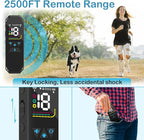 Dog Training Collar, Dog Shock Collar with Remote Control, 2500FT and 4 Training Modes Beep, Vibration, Electric Shock, IP67 Waterproof Rechargeable E-Collar for All Breed