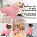 KOESON XS Dog Sweater Girl and Boy, Warm Extra Small Dog Sweater, Soft Turtleneck Doggy Sweaters with Sleeves, Thick Pink Christmas Sweaters for Chihuahua, Yorkie, Pink, XSmall