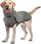 ROZKITCH Dog Winter Coat Soft Pullover Pajamas, Stripe Pet Windproof Warm Cold Weather Jacket Vest Cozy Jumpsuit Apparel Outfit Clothes for Walking Hiking Travel Sleep Stripe L