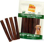 Ultra Chewy Collagen Sticks 5-7 inches (10 Pack) – Long Lasting Odor-Free, All-Natural Dog Chews – Rawhide & Bully Stick Alternative