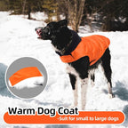 Nanaki Large Puffer Jacket for Dogs for Cold Weather-Warm Dog Winter Jacket with Leash Hole, Lightweight Windproof Puffer Vest with Hood for Outdoor Activities, Snowsuit Halloween Christmas, Orange