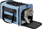 Cat Carrier Soft-Sided 18x11x11 Inch Travel Bag for Medium Cats Over 15lbs, Small Dog Carrier Crate Top Entry Breathable Mesh Puppy 12 Pounds, Pet Rabbit Carrying Cage Kennel Collapsible Blue