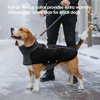 ASENKU Dog Coat, Dog Winter Jackets with Fleece Turtleneck, Windproof, Reflective Pet Snow Jacket for Cold Weather, Coats for Large Dogs, Black, XL