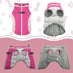 Lelepet Dog Coat Warm Dog Winter Coat Waterproof Dogs Jacket with Harness Built in Reflective Pet Fleece Vest Zip-Up Cold Weather Coats for Dogs Turtleneck & Windproof Coats Chihuahua Rose Red XS