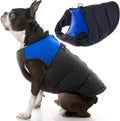 Gooby Padded Vest Dog Jacket - Blue, Medium - Warm Zip Up Vest Fleece Jacket with Dual D Ring Leash Water Resistant for Small to Medium Dogs