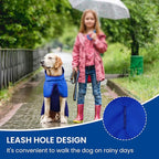 BRKURLEG Dog Raincoat Adjustable Dog Rain Jacket with Hood Dogs Waterproof Rainproof Jacket with Leash Hole Pet Poncho Rain Coat Poncho with Reflective Strip, Blue, M