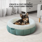 BALANCE Cat Beds for Indoor Cats, Washable Round Cat Bed, Cute Kitten Bed with Anti-Slip Bottom for Kitty and Puppy, 18 Inches, Granite Green