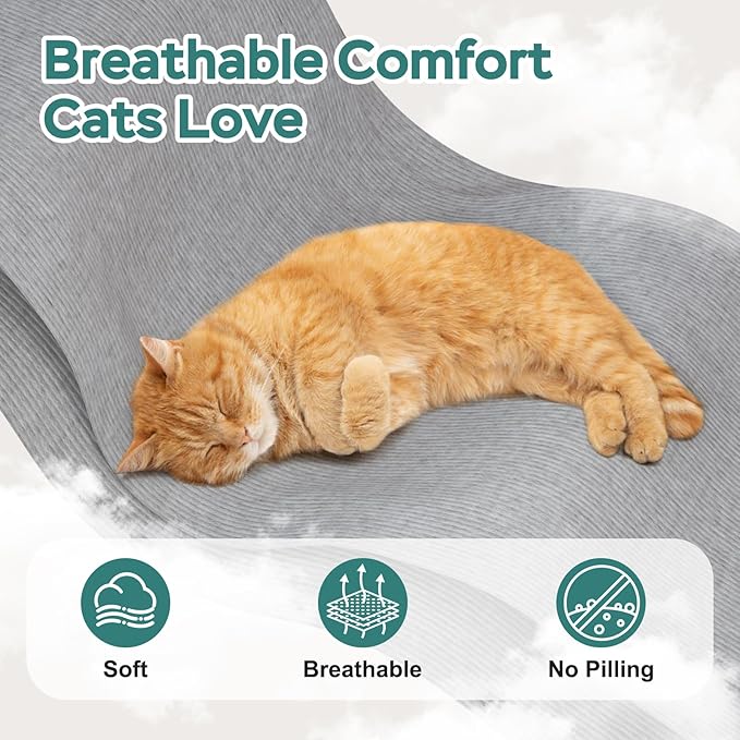 Self-Adhesive Cat Grooming Wrap, Cozy Cat Wrap for Cutting Nails, Breathable Anti-Scratch Cat Swaddle Bag for Brushing, Ear Cleaning, Dental Care, Medication, Injections,Grey L