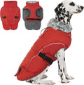 DENTRUN Large Dog Coat - Thick Fleece Lined Reflective Winter Jacket, Snap Closure & Leash Hole, Warm Thick Fleece Lined, Plush Turtleneck Vest for German Shepherd, Red, XXL