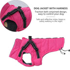 Geyecete Winter Warm Coat Waterproof Dog Winter Jacket with Harness Traction Belt,Pet Outdoor Jacket Dog Autumn and Winter Clothes for Medium, Small Dog-Pink-XS