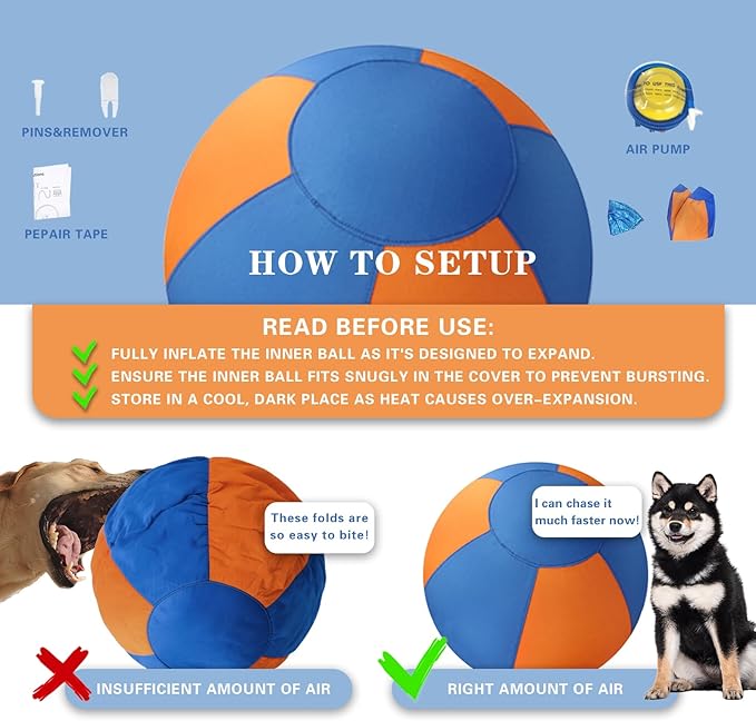 Herding Ball for Dogs, 18'' Durable Waterproof Jolly Ball for Dogs, Dog Training Toy for Medium & Large Breeds, Large Dog Toys for Collie, Australian Shepherd, and All Herding Breeds