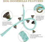2 Pack Dog Bells for Door Potty Training, Handwoven Cotton Rope Dog Doorbell with 6 Extra Loud Bells, Adjustable Dog Door Bells for Small Medium Large Dogs to Ring to Go Outside, LightGreen