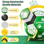 Size 2 Dog Soccer Ball with Straps Durable Training Ball for Pets Interactive Outdoor Dog Toy, Green & White, Paw Design, for Small & Medium Puppie