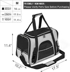 Dog Cat Carrier Soft for Small Pet Up to 16 Lbs TSA Airline Approved Travel Carrier Collapsible Puppy Car Mesh Bag 17.5 * 10.2 * 11.4 inch - Grey & Black