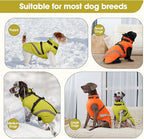 BRKURLEG Dog Winter Jackets for Large Dogs, Dog Coat with Harness Built in, Dogs Snowsuits with Zipper, Waterproof Windproof Pet Puffer Jacket Fleece Vest for Labrador, German Shepherd, Green XXXL