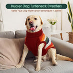 Kuoser Dog Sweater, XS Dog Sweater Pet Cable Knitted Pullover Warm Clothes, Puppy Turtleneck Classic Knitwear Soft Thickening Christmas Outfit, Cold Weather Thermal Wear for Small Dogs, Red XS