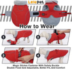 Lelepet Warm Dog Coat - Reflective Waterproof Fleece Vest with Adjustable Buckle Hook & Loop, Windproof Winter Jacket Dog Coats for Small Medium Large Dogs, Red, XXL
