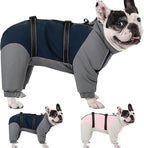 KOESON Four Legged Winter Dog Jacket with Adjustable Buckles, Turtleneck Windproof Fleece Jacket, Reflective Fullbody Puffer Coat Blue Grey M