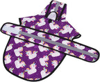 HDE Dog Raincoat Jacket Reflective Adjustable Hooded Pet Poncho Rain Coat with Leash Hole for Small to X-Large Dogs Purple Unicorn Ducks - L