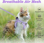 Cat Harness and Leash for Walking Escape Proof, Adjustable Kitten Vest Harness Reflective Soft Mesh Puppy Harness for Outdoor, Comfort Fit, Easy to Control (Purple, M)