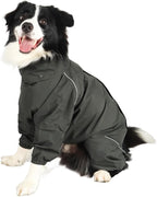 Dog Raincoat for Medium Large Dogs,rain Jacket Coat, Full Leg Coverage Waterproof Rain Suit with Detachable Hood & Tail, Reflective Strips, Snag-Free Top Zipper (Green for Girl, Small)