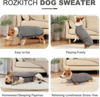 ROZKITCH Dog Winter Coat Soft Pullover Pajamas, Pet Windproof Warm Cold Weather Jacket Vest Cozy Jumpsuit Apparel Outfit Clothes for Walking Hiking Travel Sleep Stripe 3XL