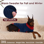Great Dane Dog Sweater XXXXXL, Warm Turtleneck Dog Sweater with Harness Hole, Stretchy Christmas Sweaters for Extra Large Dogs Boy Girl, Winter Warm Pet Clothes Holiday Outfit, NavyBlue 5XL