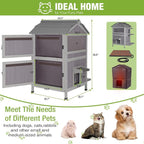 GUTINNEEN 2-Story Heated Cat House for Outside Large Insulated Cat House Outdoor Weatherproof Feral Cat Shelter with Heated Pad, Insulated All-Round Thermal Liner for 1-4 Cats
