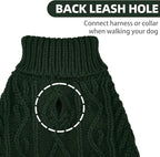 PUPTECK Dog Sweater, Turtleneck Warm Knitted Pullover Coat, Thick Cable Knitwear Clothes in Winter, Pet Apparel Outfits for Large Dogs, for Cold Weather Indoor & Outdoor, Deep Green ML