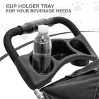 MoNiBloom Foldable Pet Stroller with Weather Cover, 3 Wheels Pet Strolling Cart for Small/Medium Dogs and Cats with Storage Basket and Cup Holder, Breathable and Visible Mesh for All-Season, Black