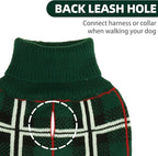 PUPTECK Dog Sweaters for Large Medium Small Dogs - Fall Classic Plaid Style Puppy Holiday Winter Coat Clothes Warm, Green, S