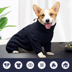 ROZKITCH Warm Dog Pajamas, Pet Windproof Warm Cold Weather Jacket Vest Cozy Jumpsuit Apparel Outfit Clothes for Large Giant Dog Walking Hiking Sleep Blue 3XL