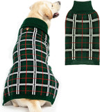 PUPTECK Dog Sweaters for Large Medium Small Dogs - Fall Classic Plaid Style Puppy Holiday Winter Coat Clothes Warm, Green, XL