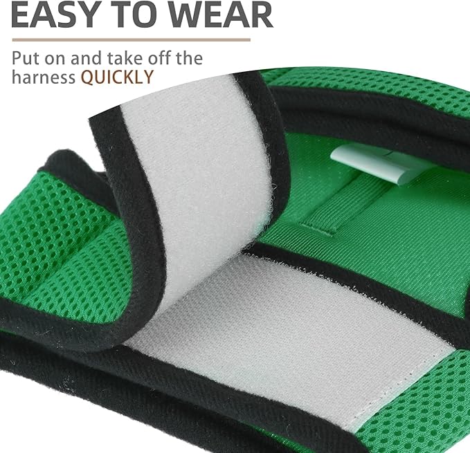 PUPTECK Soft Mesh Cat Vest Harness and Leash Set Puppy Padded Pet Harnesses Escape Proof for Cats Small Dogs Rabbits Bunny, Deep Green XL