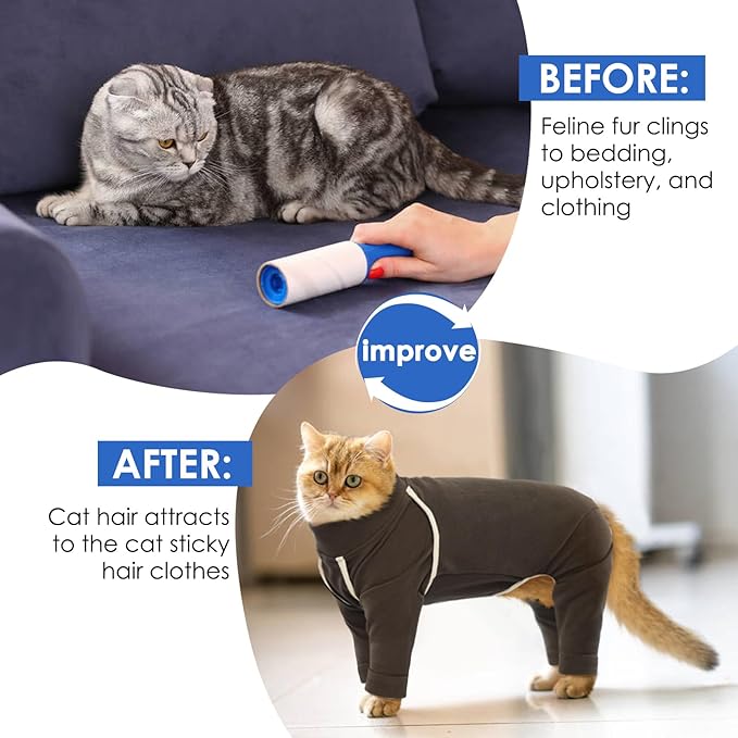 Cat Onesie - Coffee, S - Hair Sticky Pajamas, Breathable Soft Jumpers for Cats Only, Surgery Suit for Female Cats After Spaying, Hair Spreading Prevent Clothes