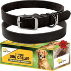 ADITYNA Black XL Leather Dog Collar for Extra-Large Dogs - Classic, Soft, Strong, Heavy Duty, Handmade Top-Grain Leather - for Walking, Training, and Hiking