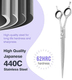 Professional Curved Thinning Scissors for Dog Grooming, 30-Degree Curvature, Japanese 440C for Trimming Dogs Cats and Other Pets face and paws (Pointy-tongued Blender)