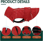 Kuoser Extra Warm Dog Coat, Windproof Cold Weather Jacket for Small Dogs, Fleece Lining Turtleneck Dog Jacket Pet Christmas Snowsuit Puppy Reflective Adjustable Winter Clothes, Red S