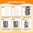 Cat Bed Cave for Indoor Cats with Scratch Pad Cat House Condo Adults with Fluffy Ball Cats Hideaway Large 2-Storey Cube Beds for Pets Grey